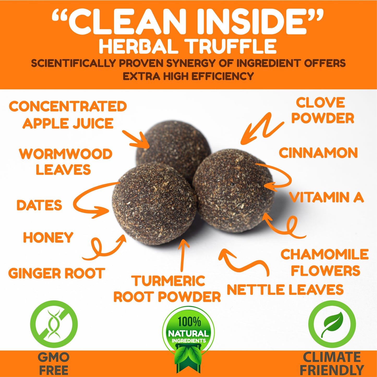 "CLEAN INSIDE" Anti Parasitic Unique Herbal Truffle DEEP CLEANING  (24pcs)216g