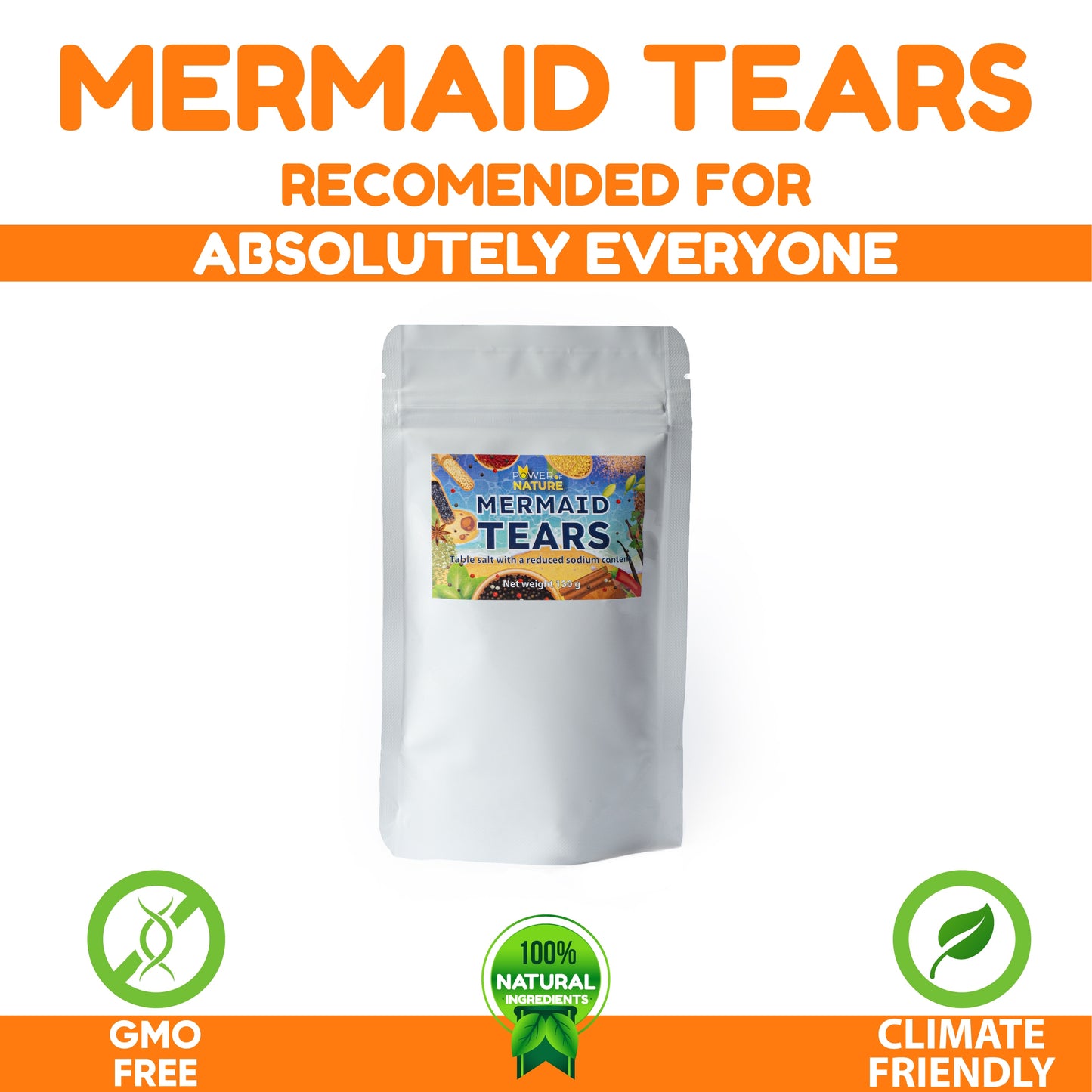 MERMAID TEARS Low Sodium Salt with Spices and Herbs GMO Free (150g)x3=450g